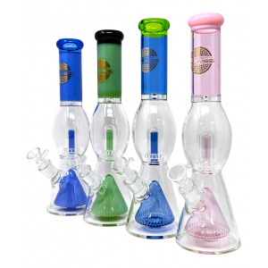 14" On Point Glass Matrix Perc Color Beaker Water Pipe [MB1364]